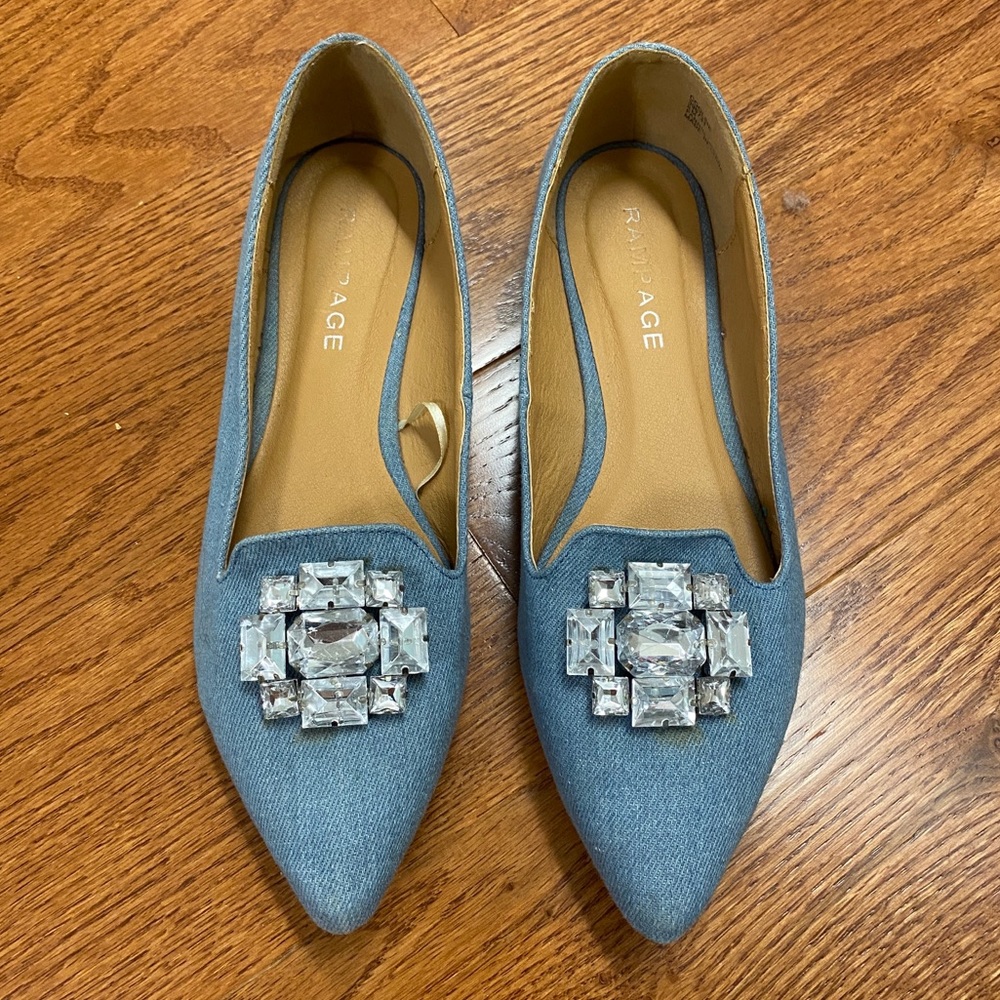 Rampage Denim Flats with Big Jewel